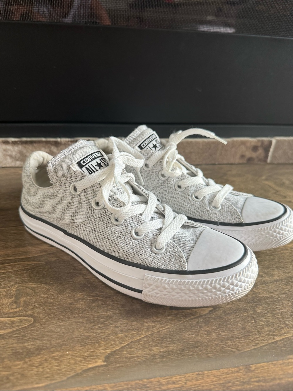 Converse All Star Low Top Canvas Lace-Up Sneakers Gray/White US 5 EU 35